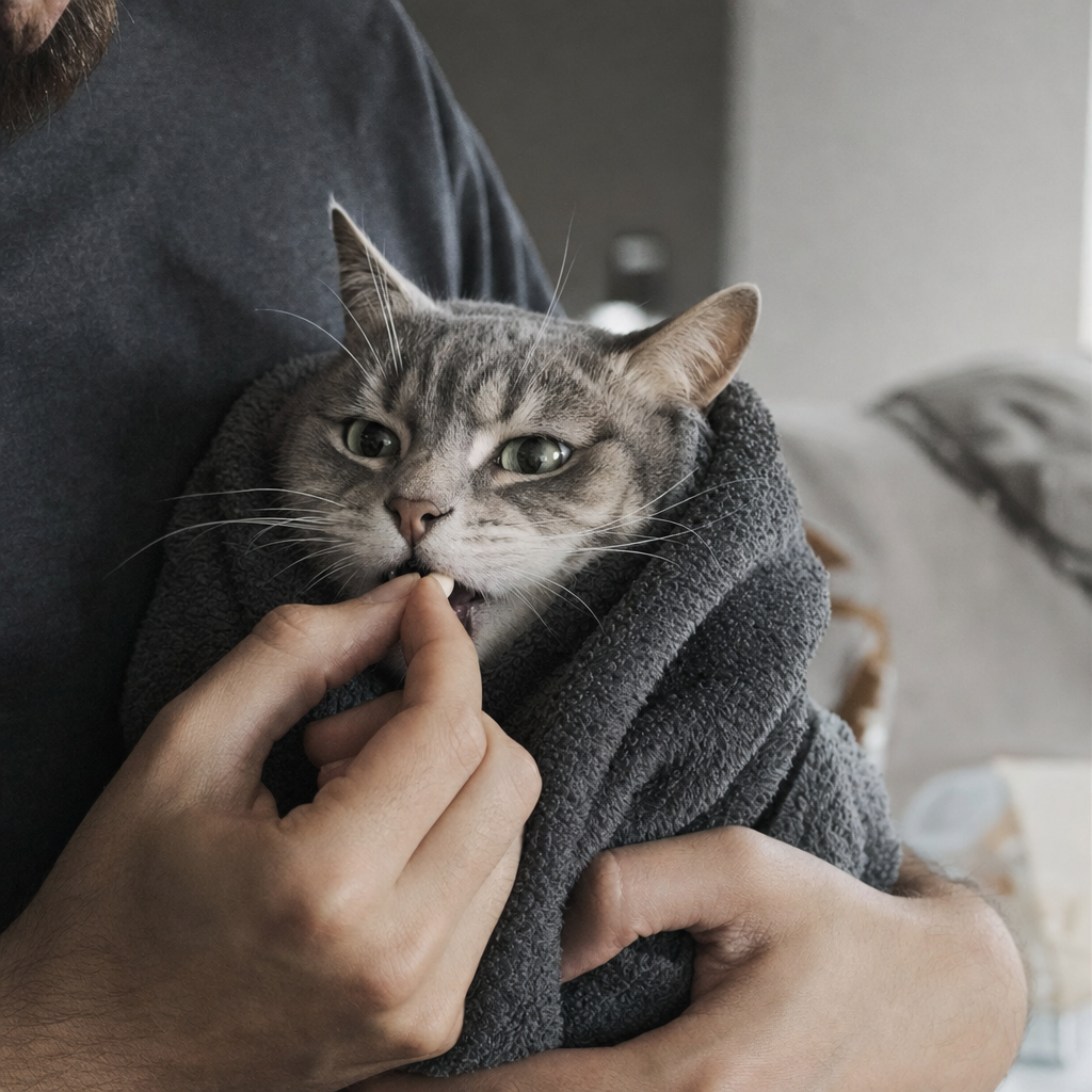 Le moment redouté : donner un comprimé à un chat récalcitrant